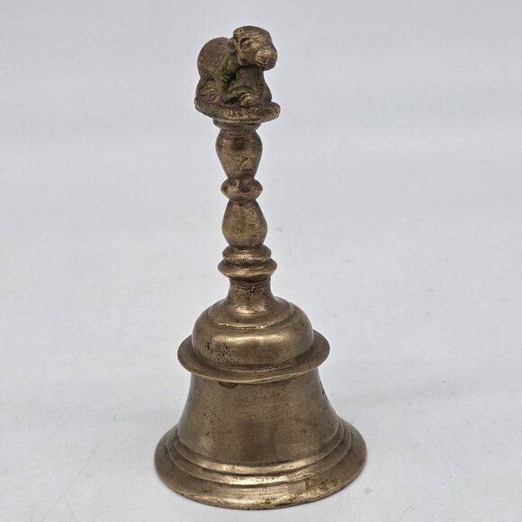 Vintage Brass Bell With Ram Figurine Handle With High Frequency Tone - Picture 9 of 9